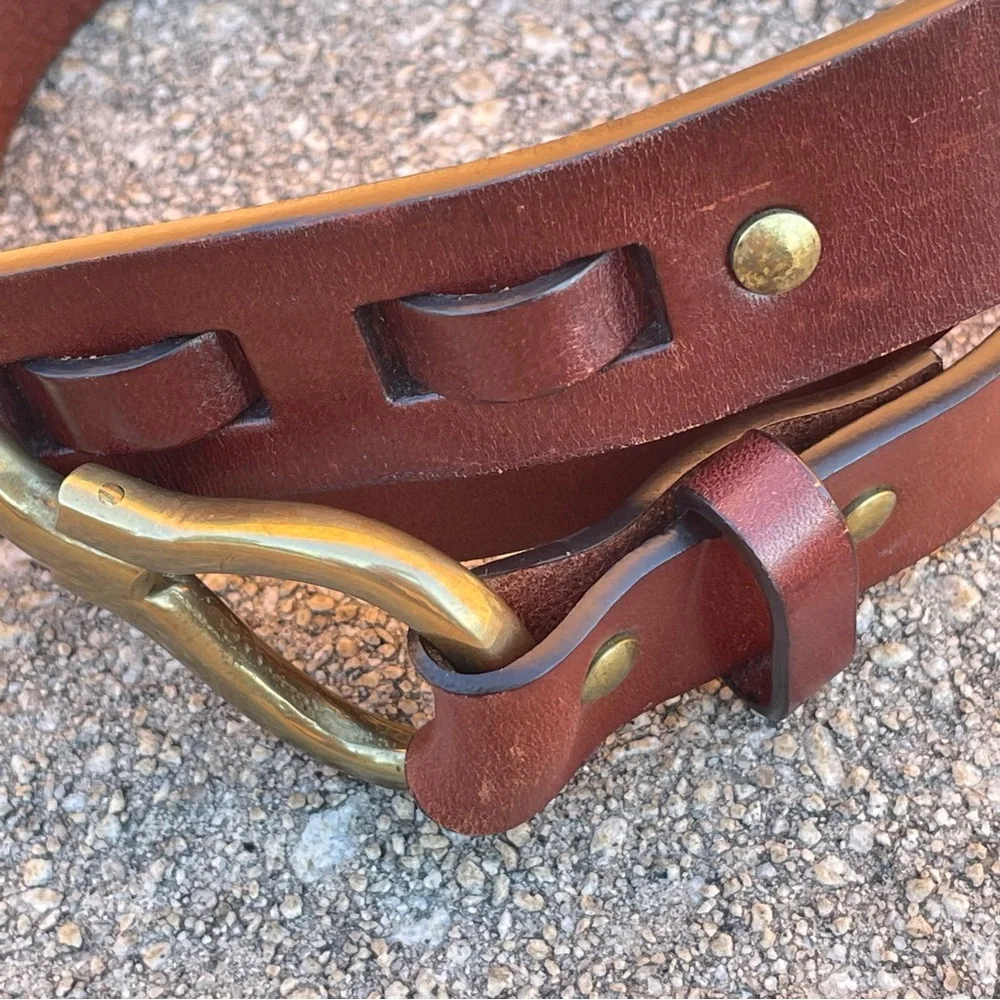 Orvis Brown Hoof Pick Leather Equestrian Belt Sz 34